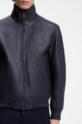 BOSS x ASTON MARTIN jacket in leather, Dark Blue