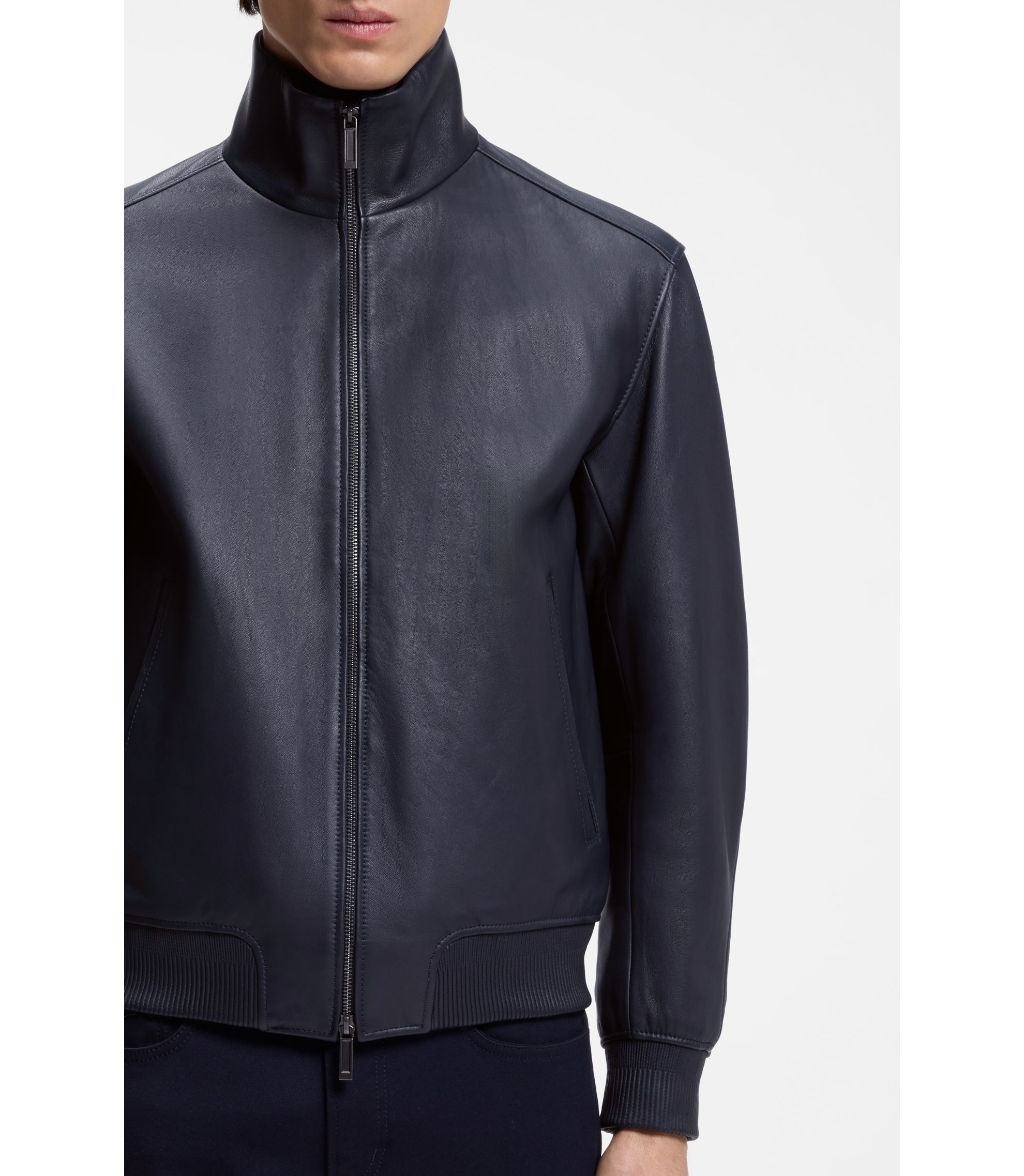 HUGO BOSS レザーブルゾン HUGO BOSSブルーMenレザージャケット