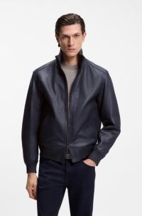 BOSS x ASTON MARTIN jacket in leather, Dark Blue