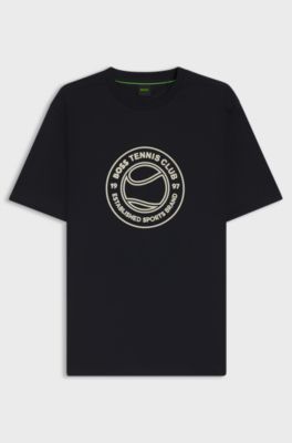Cotton-jersey T-shirt with tennis-themed artwork, Dark Blue