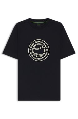 Cotton-jersey T-shirt with tennis-themed artwork