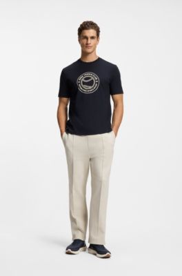 Cotton-jersey T-shirt with tennis-themed artwork, Dark Blue