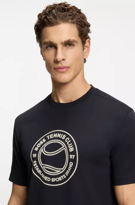 T-shirt en jersey de coton avec motif d’inspiration tennis