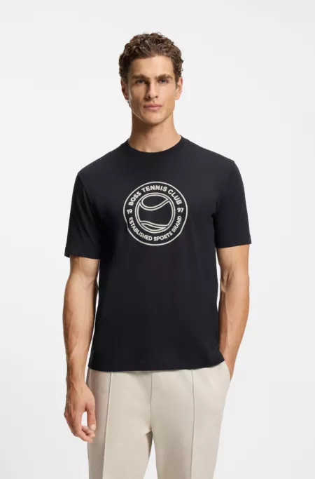 T-shirt en jersey de coton avec motif d’inspiration tennis