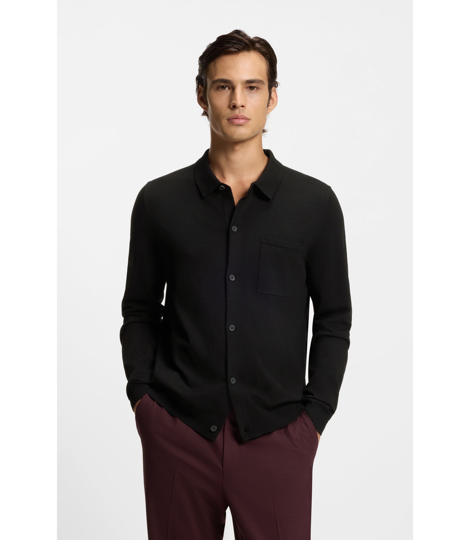 Regular-Fit Strickjacke mit Rippbündchen