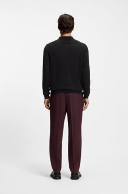 Regular-fit knitted jacket with ribbed trims, Black