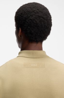 Regular-fit knitted jacket with ribbed trims, Beige