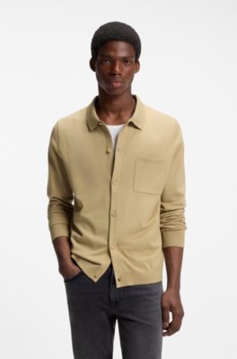 Regular-fit knitted jacket with ribbed trims