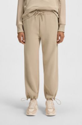 Bas de surv&ecirc;tement en coton m&eacute;lang&eacute; avec taille contrastante, Beige clair