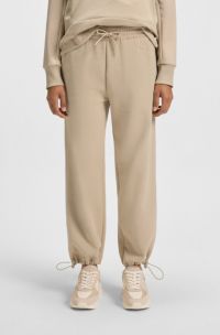 Pantaloni della tuta in misto cotone con elastico in vita a contrasto, Beige chiaro