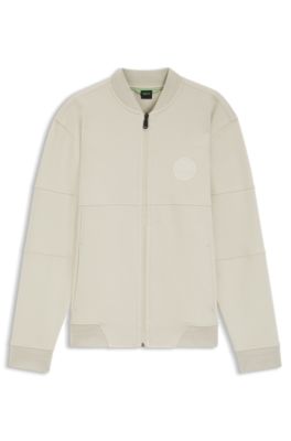 Cotton-blend sweatshirt with tennis-themed logo, Natural