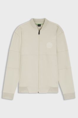 Cotton-blend sweatshirt with tennis-themed logo, Natural