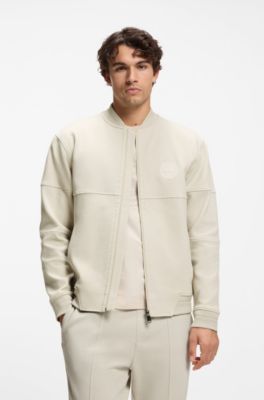 Cotton-blend sweatshirt with tennis-themed logo, Natural