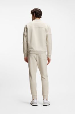 Cotton-blend sweatshirt with tennis-themed logo, Natural