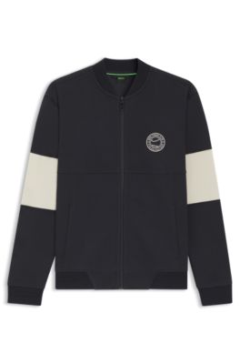 Cotton-blend sweatshirt with tennis-themed logo, Dark Blue