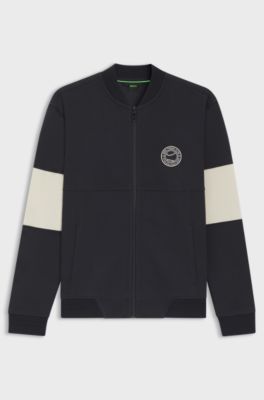 Cotton-blend sweatshirt with tennis-themed logo, Dark Blue
