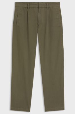 Pantaloni con fit moderno in twill di misto cotone, Kaki