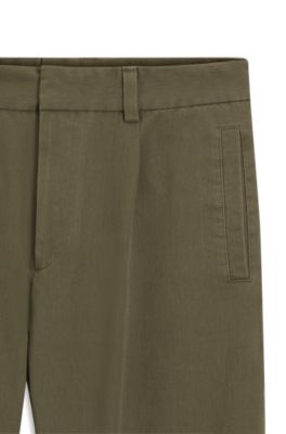 Pantalon moderne en twill de coton m&eacute;lang&eacute;, Kaki