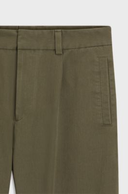 Pantalon moderne en twill de coton m&eacute;lang&eacute;, Kaki