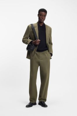 Modern-fit trousers in cotton-blend twill, Khaki