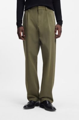 Modern-fit trousers in cotton-blend twill, Khaki