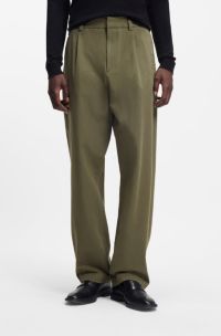 Pantalon moderne en twill de coton m&eacute;lang&eacute;, Kaki