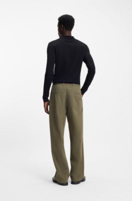 Modern-fit trousers in cotton-blend twill, Khaki