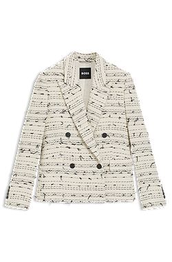 Regular-fit blazer in striped cotton-blend tweed