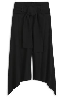 Relaxed-fit trousers with shaped hems, Black