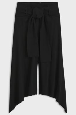 Relaxed-fit trousers with shaped hems, Black