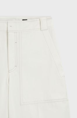 Pantalon Relaxed en toile de coton, Blanc