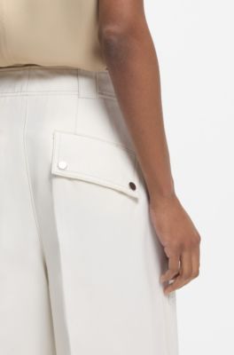 Relaxed-fit trousers in cotton canvas, Natural