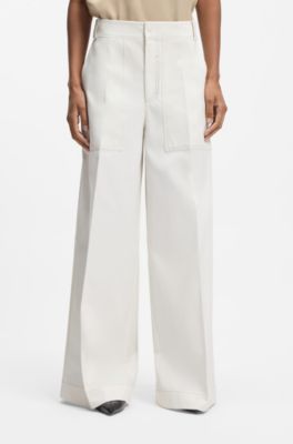 Relaxed-fit trousers in cotton canvas, Natural