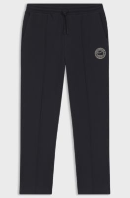 Bas de surv&ecirc;tement en coton m&eacute;lang&eacute; avec logo d&rsquo;inspiration tennis, Bleu fonc&eacute;