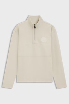 Sweatshirt van een katoenmix met logo in tennisthema, Naturel