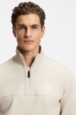 Sweatshirt aus Baumwoll-Mix mit Tennis-Logo, Natur