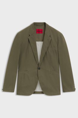 Modern-fit twill blazer van een katoenmix, Kaki