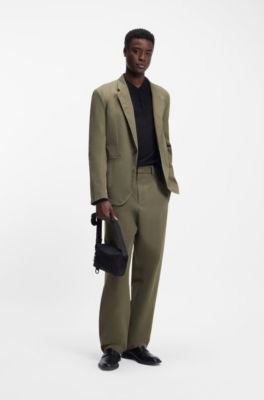 Modern-fit jacket in cotton-blend twill, Khaki