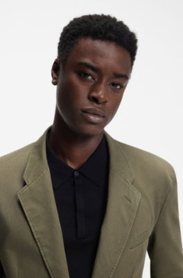 Modern-fit jacket in cotton-blend twill, Khaki