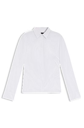 Camicetta slim fit in popeline di misto cotone facile da stirare