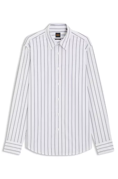 Regular-fit shirt in printed cotton poplin