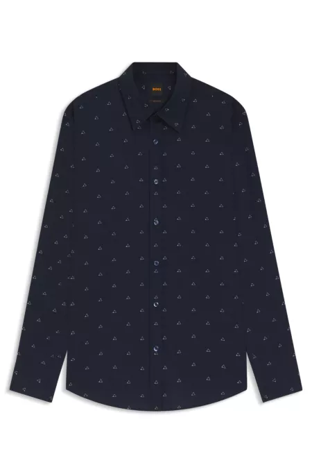 Camisa regular fit en popelín de algodón estampado