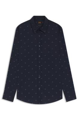 Boss Regular-fit shirt in printed cotton poplin casual skjortor herr – bild 4