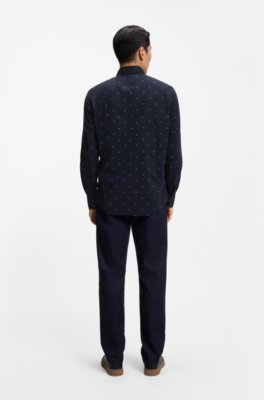 Boss Regular-fit shirt in printed cotton poplin casual skjortor herr – bild 3