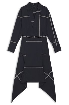 Shirt dress in checked cotton canvas