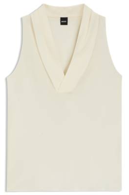Boss Sleeveless blouse in sandwashed silk with V neckline blusar dam – bild 4