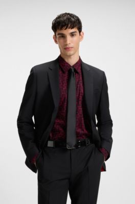 Italian-leather belt with patent finish, Black