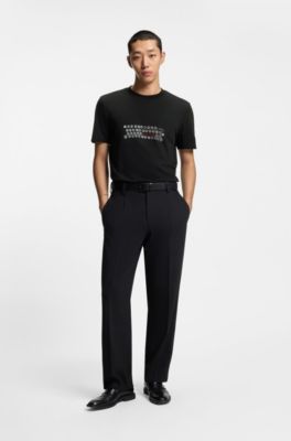 Cotton-jersey T-shirt with printed artwork, Black