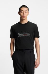 Cotton-jersey T-shirt with printed artwork, Black