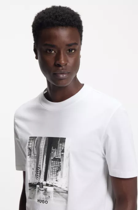Cotton-jersey T-shirt with printed artwork